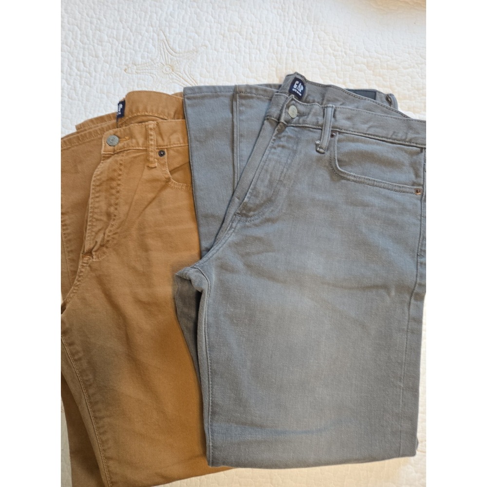 Gap Jeans Men 33x30 Gray Brown 2 Pack Slim Classic Denim Zip Fly Bundle